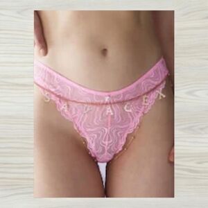 SAVAGE X FENTY CHARMED CHAIN PANTY ROSE GOLD SIZE XS/S